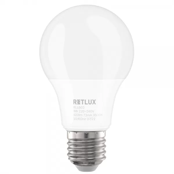 RLL 603 A60 E27 bulb 9W WW D RETLUX