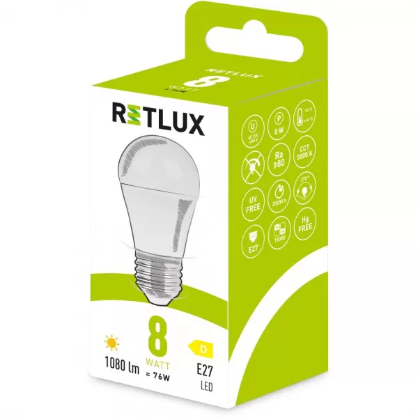 RLL 641 G45 E27 miniG 8W WW D RETLUX