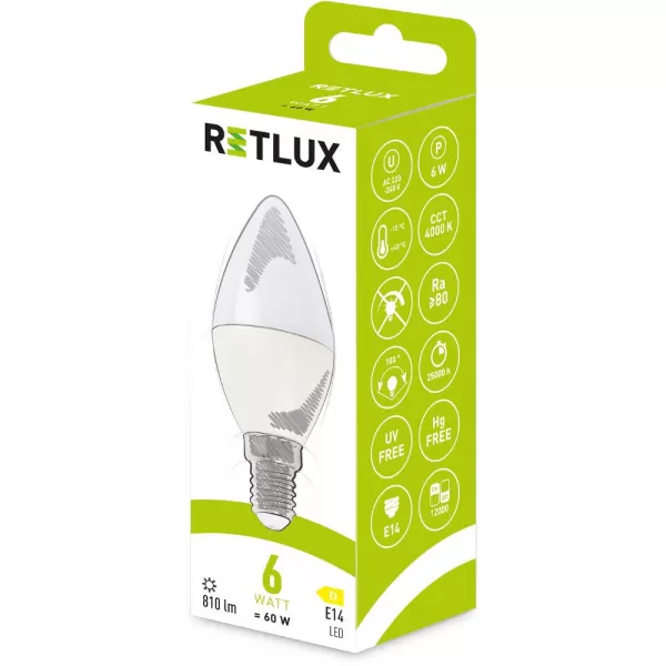 RLL 627 C37 E14 candle 6W CW D RETLUX
