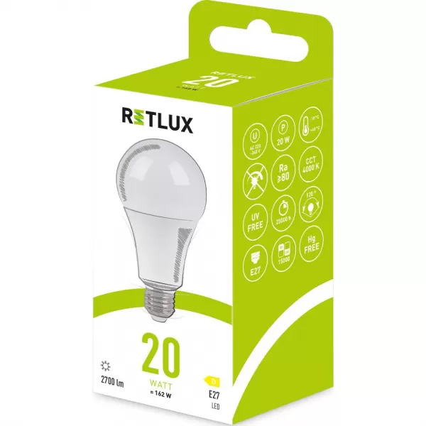 RLL 663 A80 E27 bulb 20W CW D RETLUX