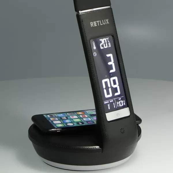 RTL 204 stm. LED lampa černá Qi 6W RETLUX