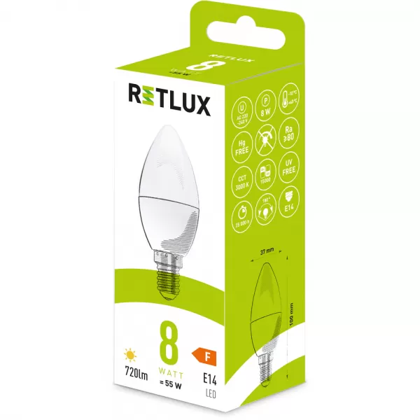 RLL 429 C37 E14 candle 8W WW RETLUX